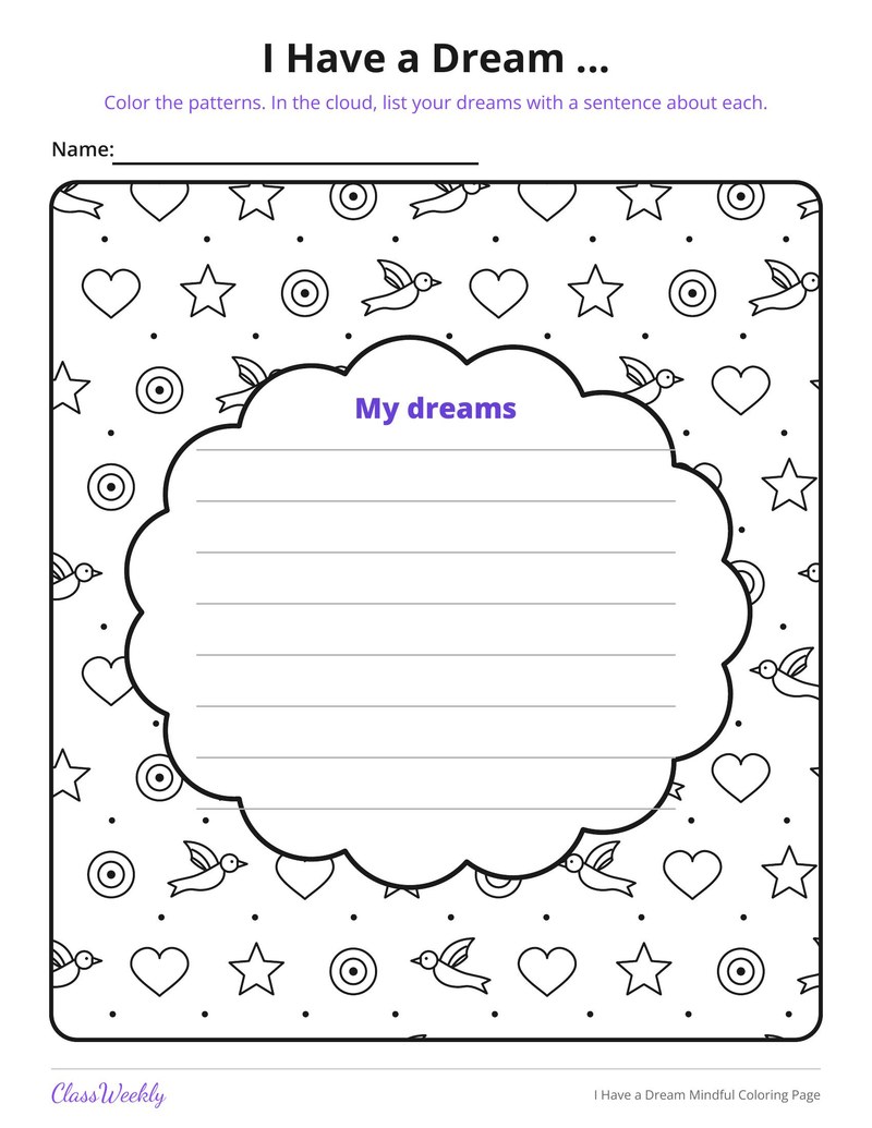 I Have a Dream Mindful Coloring Page