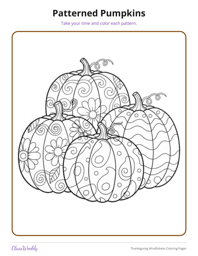 Thanksgiving Mindfulness Coloring Pages