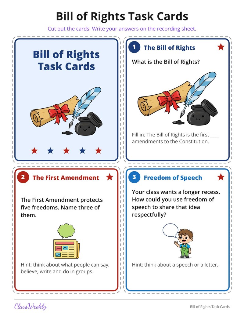 Bill of Rights Task Cards - Page 2