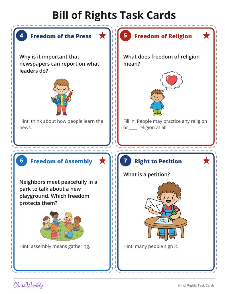 Bill of Rights Task Cards - Page 3