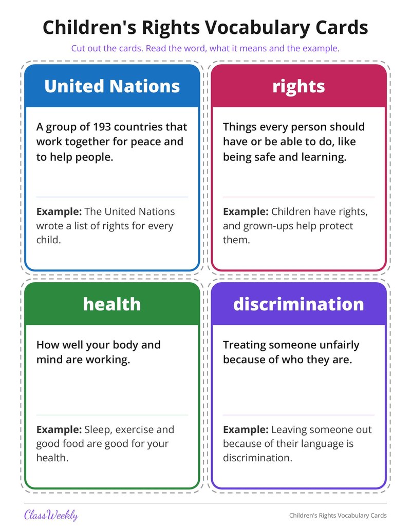 Children's Rights Vocabulary Cards