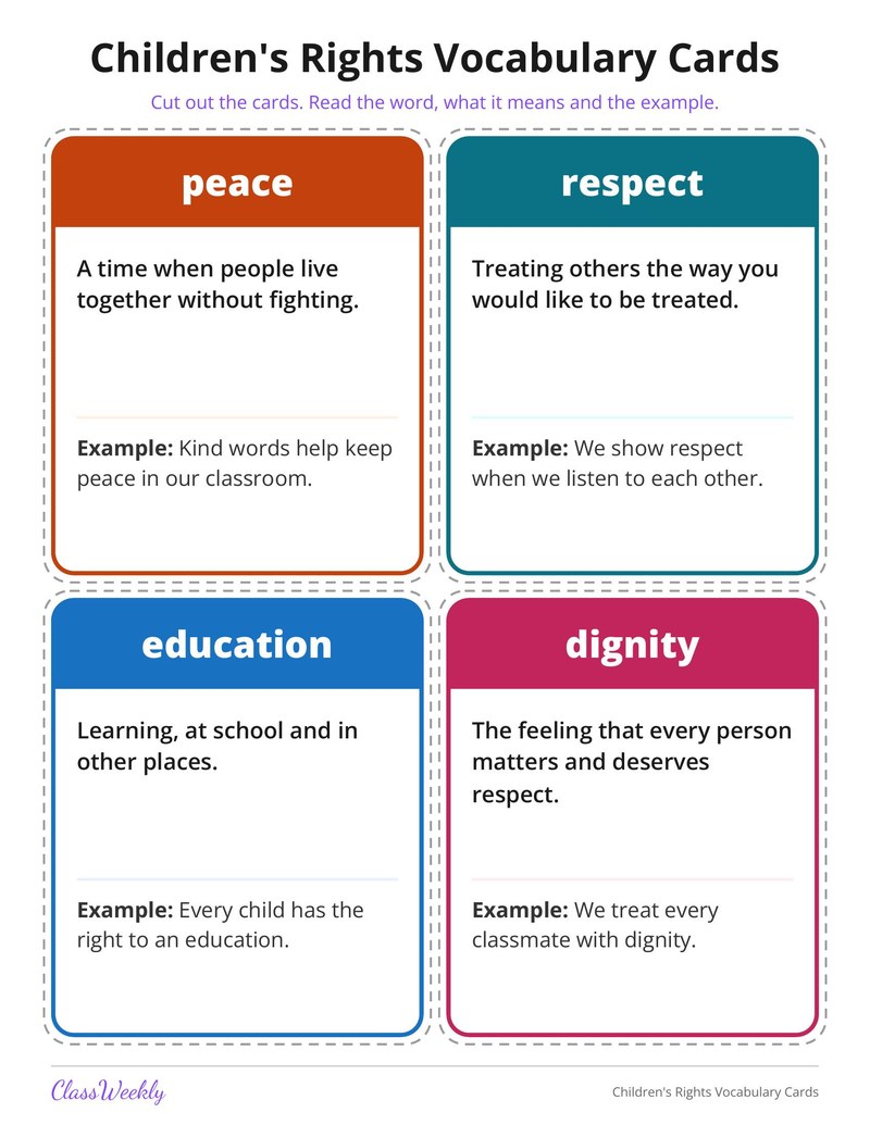 Children's Rights Vocabulary Cards