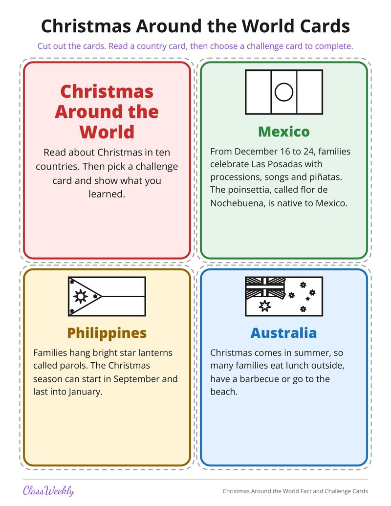 Christmas Around the World Fact and Challenge Cards - Page 2