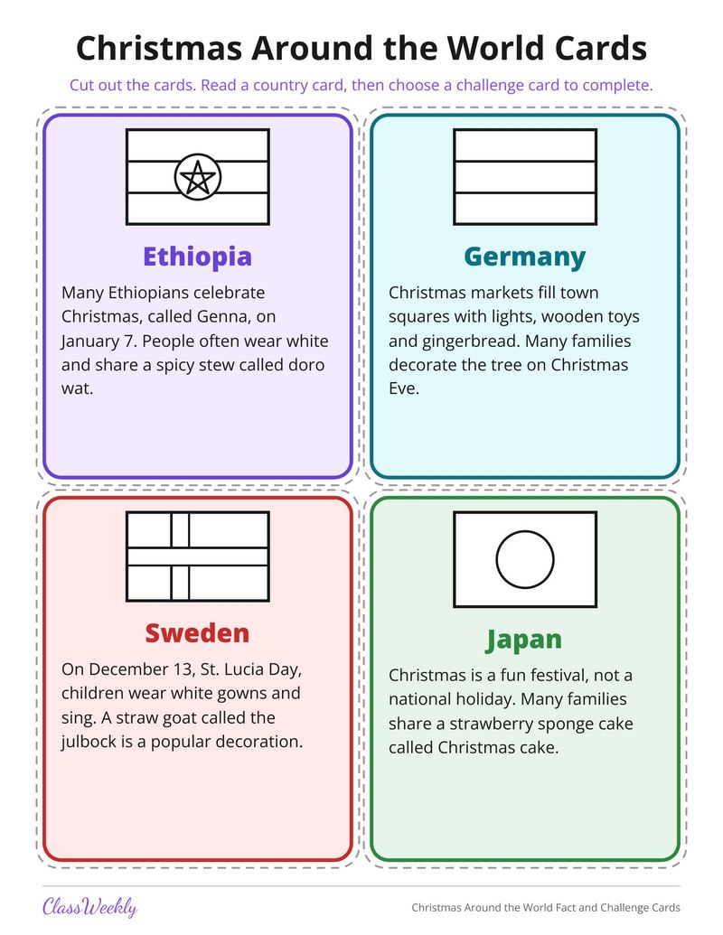 Christmas Around the World Fact and Challenge Cards - Page 3