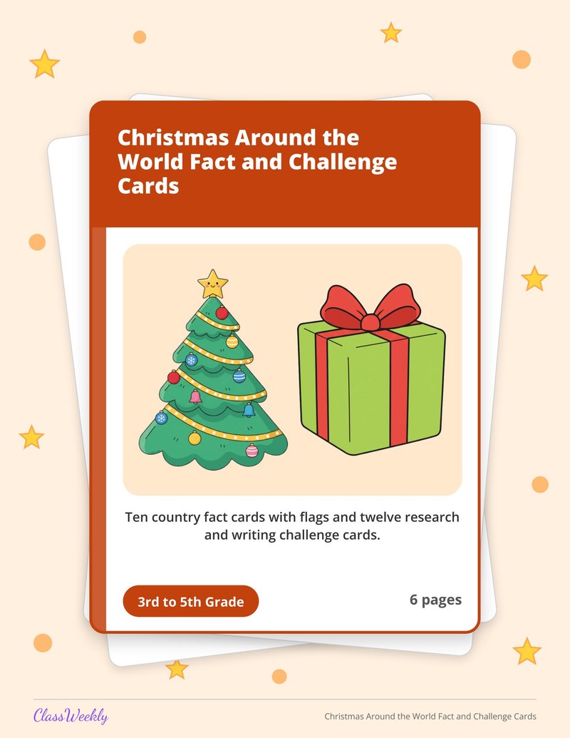 Christmas Around the World Fact and Challenge Cards - Page 1