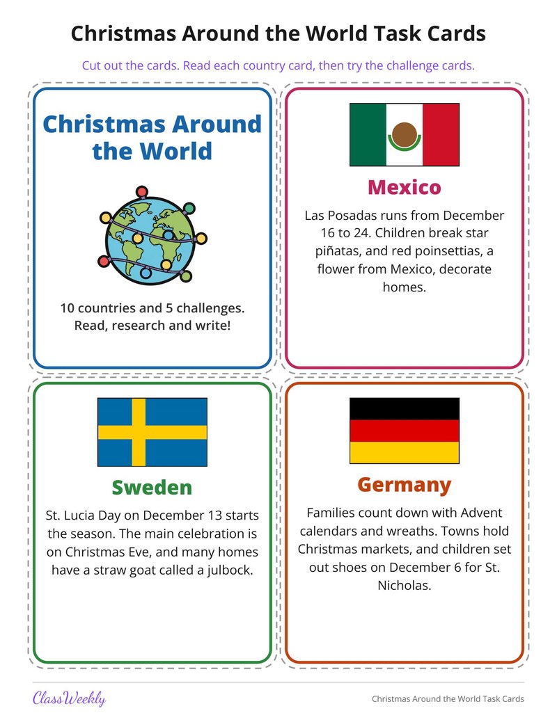 Christmas Around the World Task Cards - Page 2