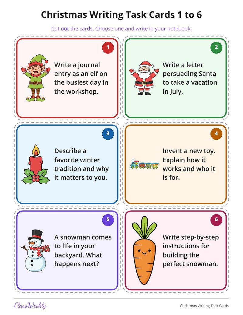Christmas Writing Task Cards - Page 2