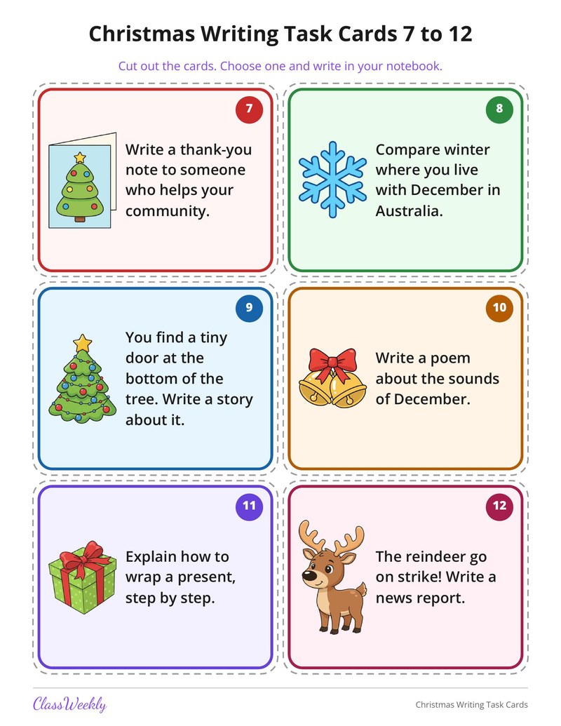 Christmas Writing Task Cards - Page 3
