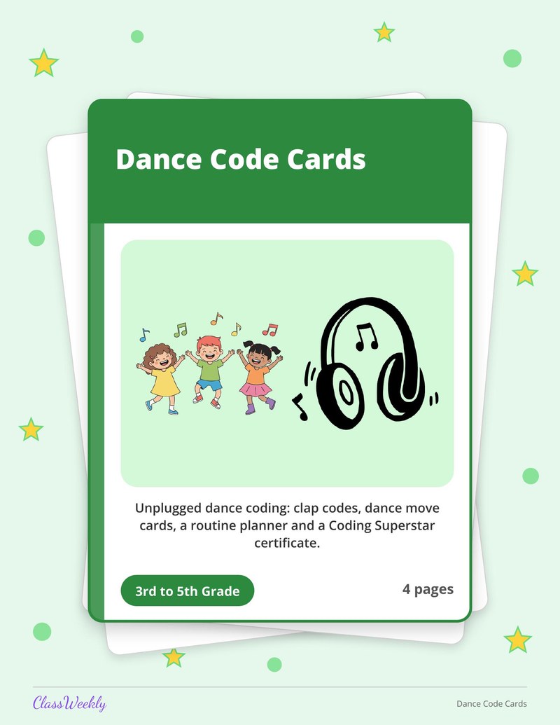 Dance Code Cards - Page 1