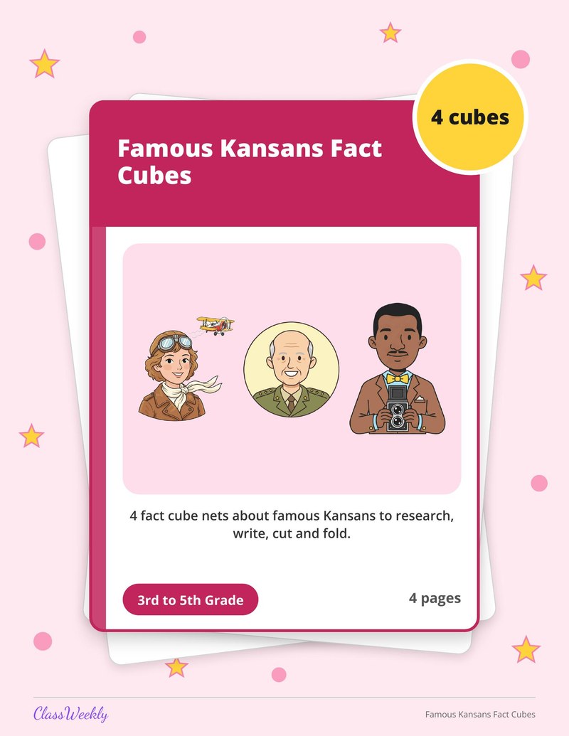 Famous Kansans Fact Cubes - Page 1