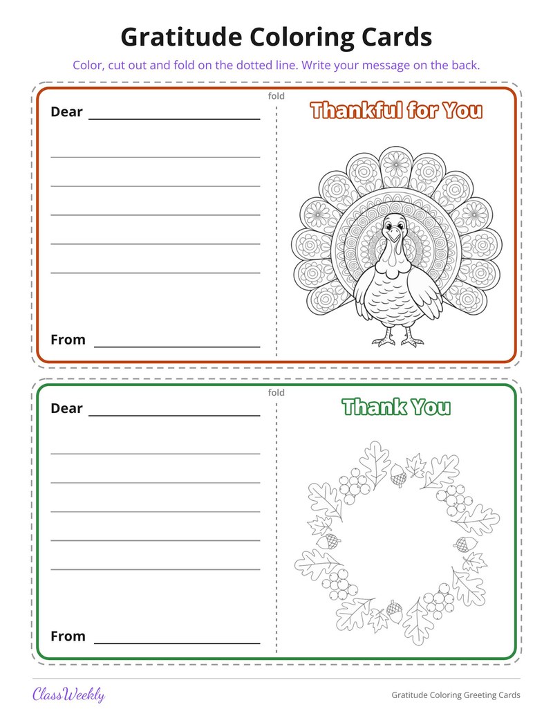 Gratitude Coloring Greeting Cards