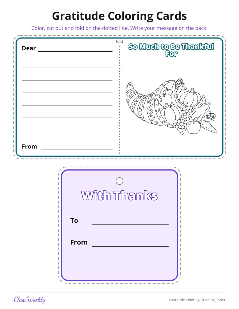 Gratitude Coloring Greeting Cards
