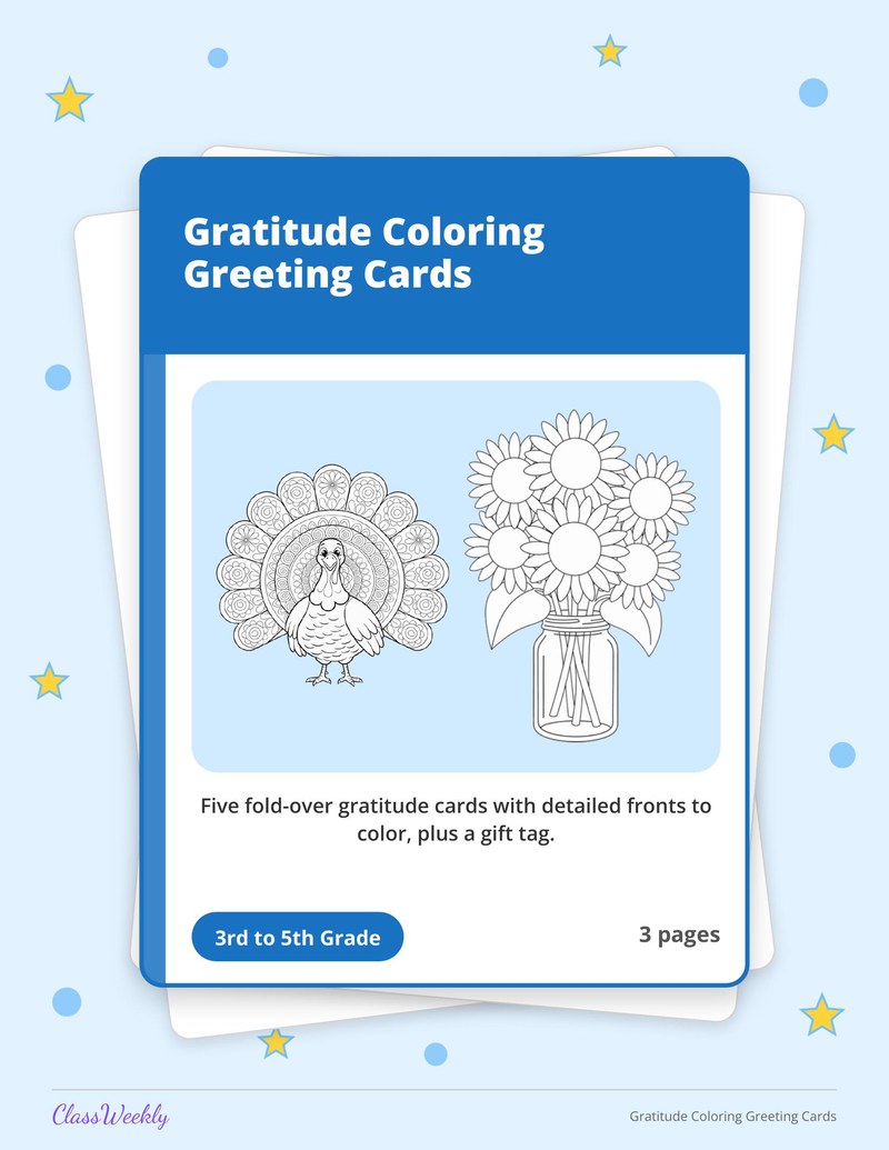 Gratitude Coloring Greeting Cards - Page 1