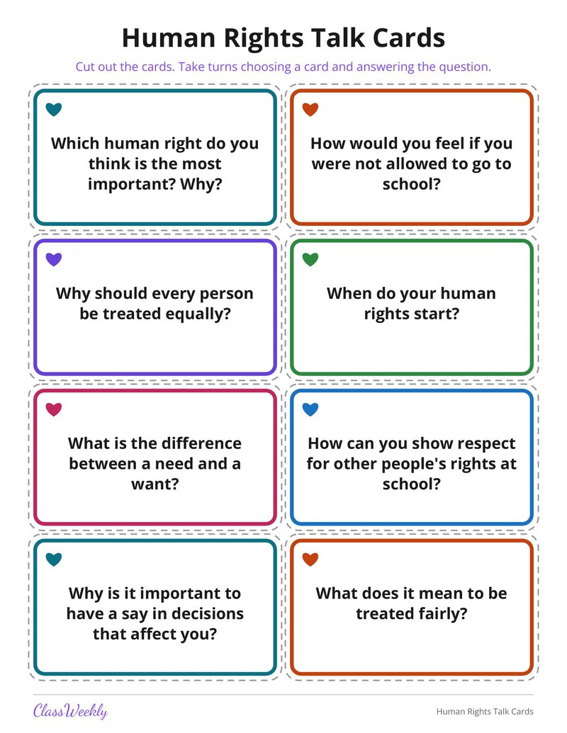 Human Rights Talk Cards - Page 1
