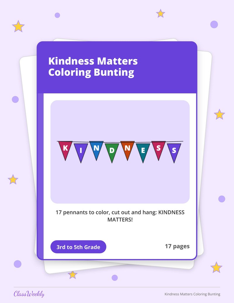 Kindness Matters Coloring Bunting - Page 1