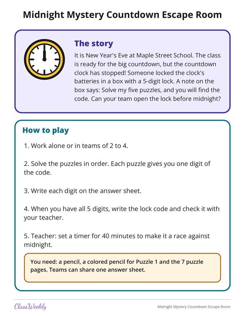 Midnight Mystery Countdown Escape Room - Page 2