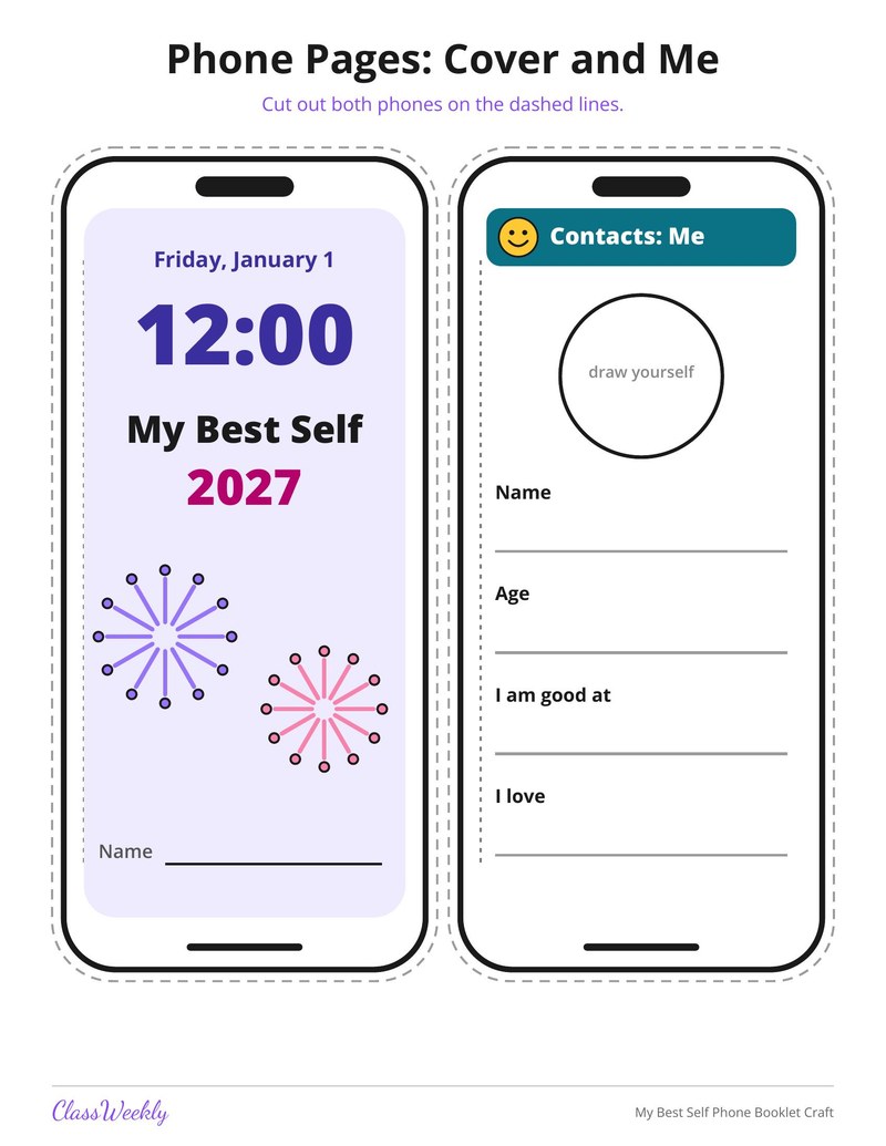 My Best Self Phone Booklet Craft - Page 3