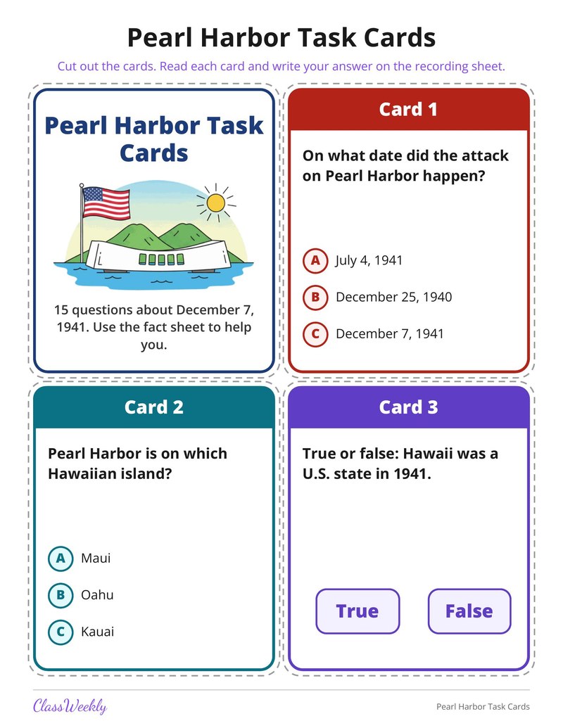 Pearl Harbor Task Cards - Page 2