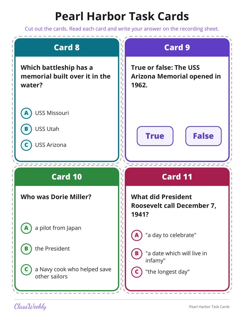 Pearl Harbor Task Cards - Page 4