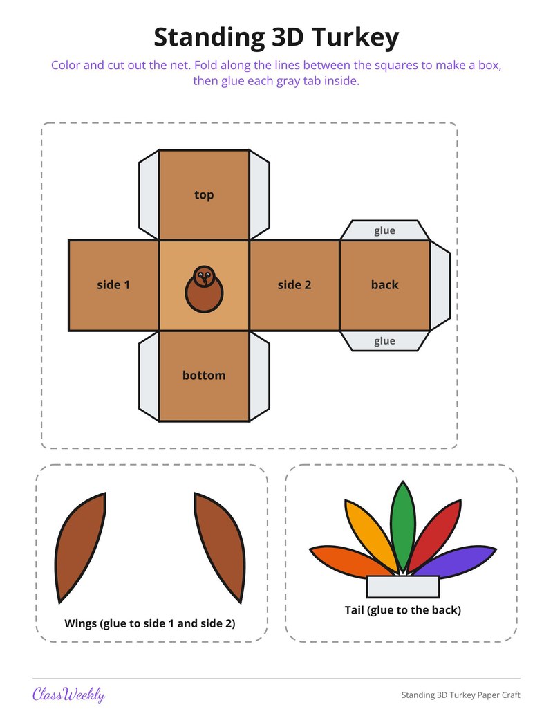 Standing 3D Turkey Paper Craft