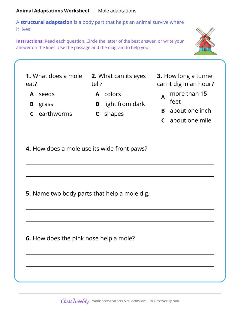 How a Mole Digs Underground, Read and Answer - Page 2