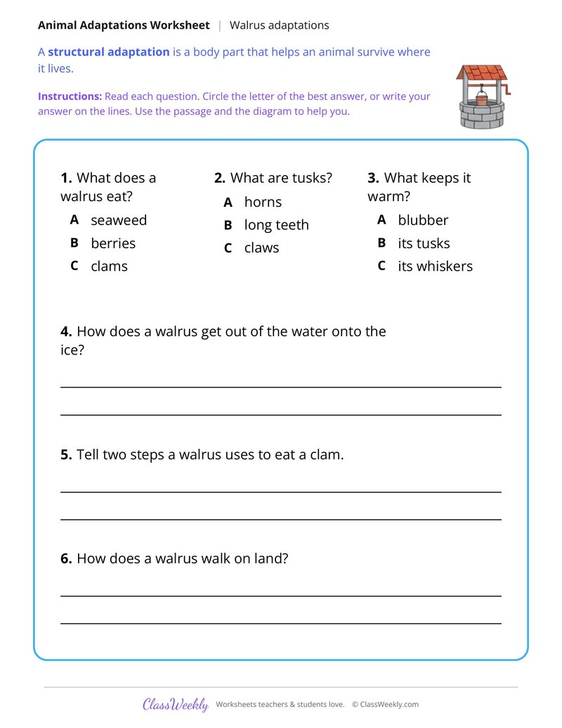 How a Walrus Uses Its Tusks, Read and Answer - Page 2