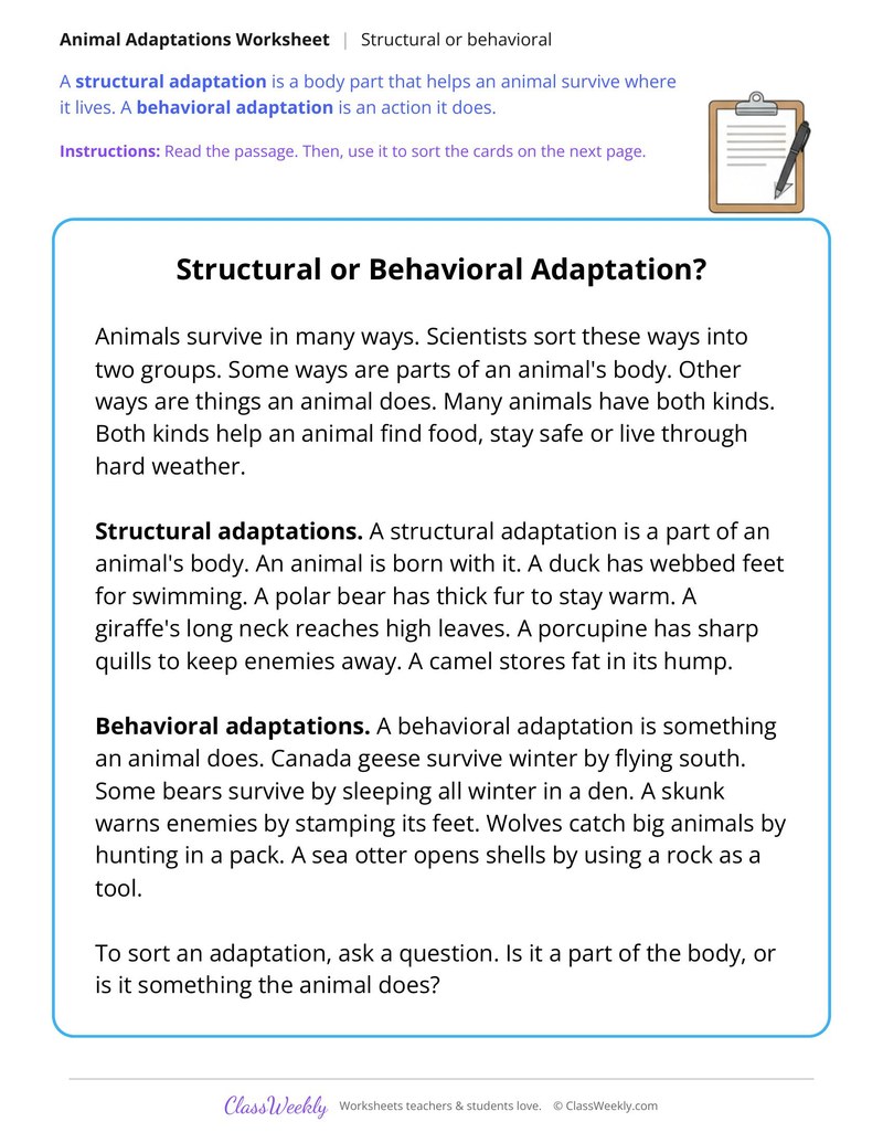 Structural or Behavioral Adaptation? Read and Sort - Page 1