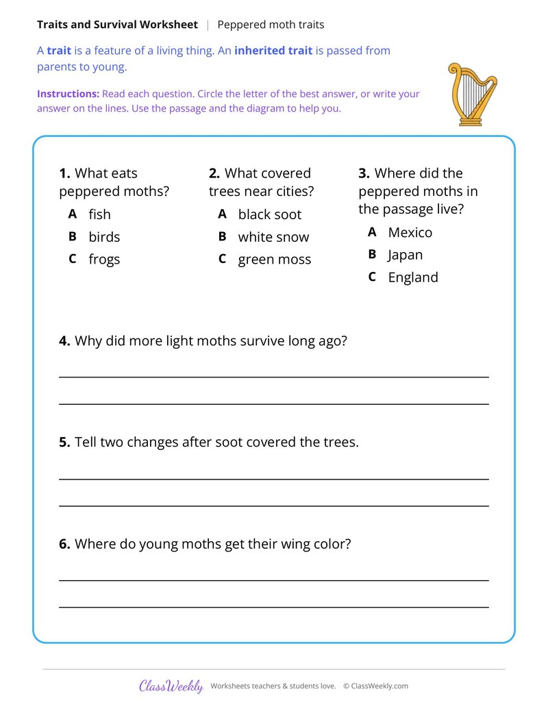 Which Moth Survives? Traits and Survival, Read and Answer - Page 2