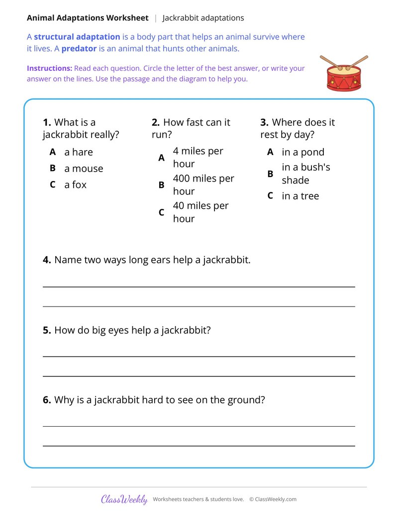 Why a Jackrabbit Has Big Ears, Read and Answer - Page 2