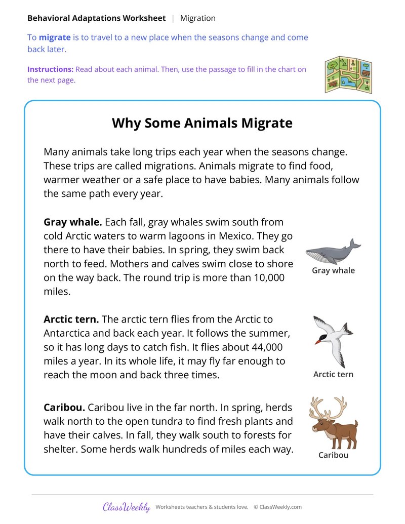 Why Some Animals Migrate, Read and Answer - Page 1