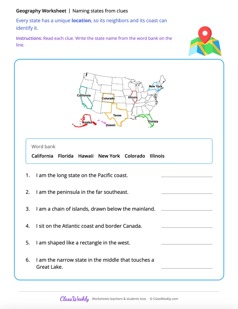 Naming states from clues