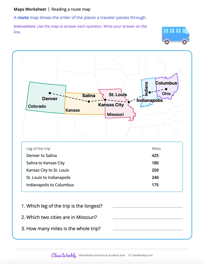 Reading a route map