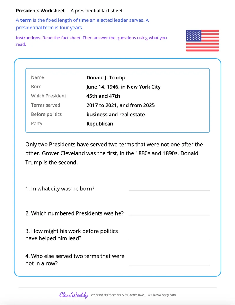 A presidential fact sheet
