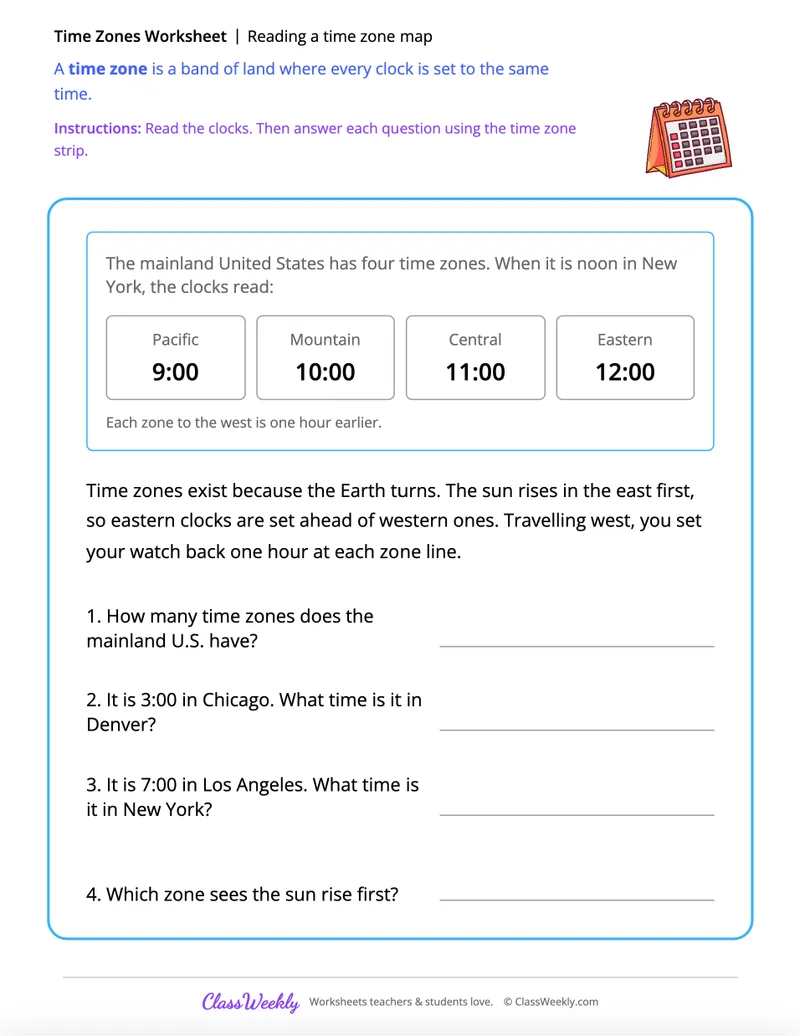 Reading a time zone map