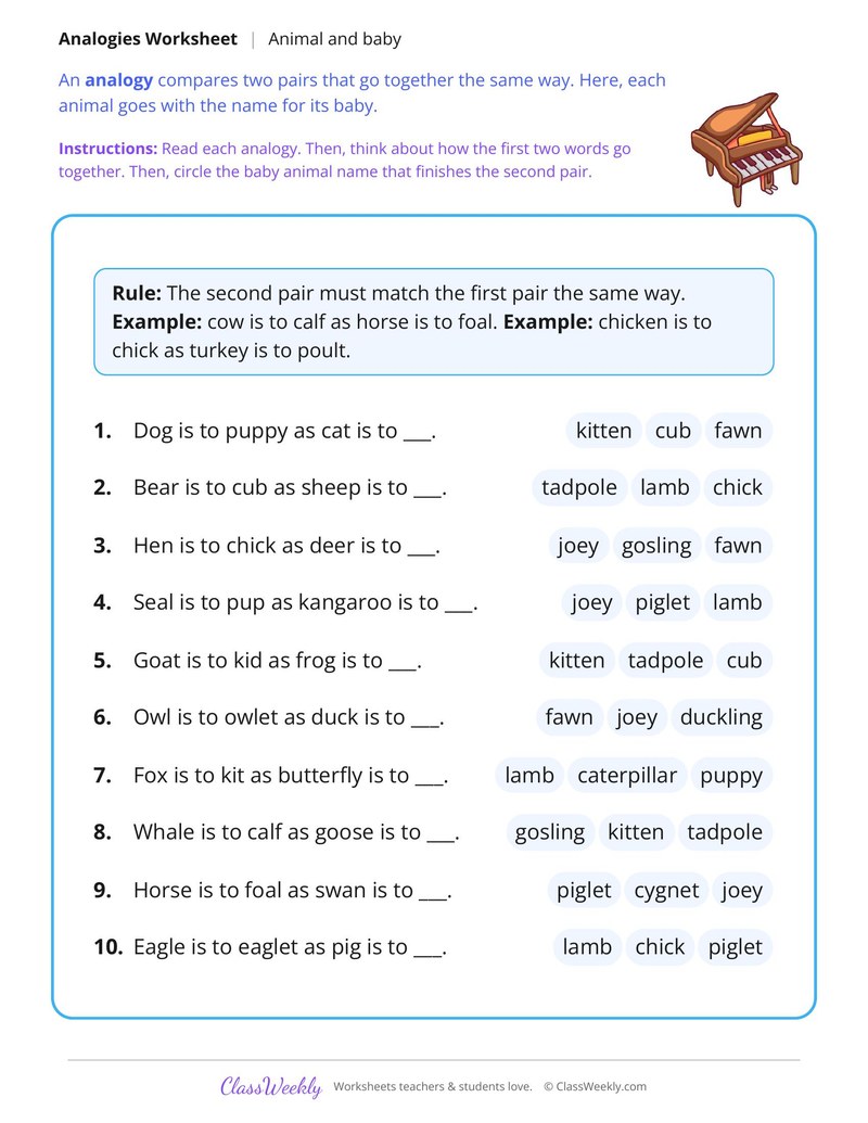 Animal and Baby Analogies