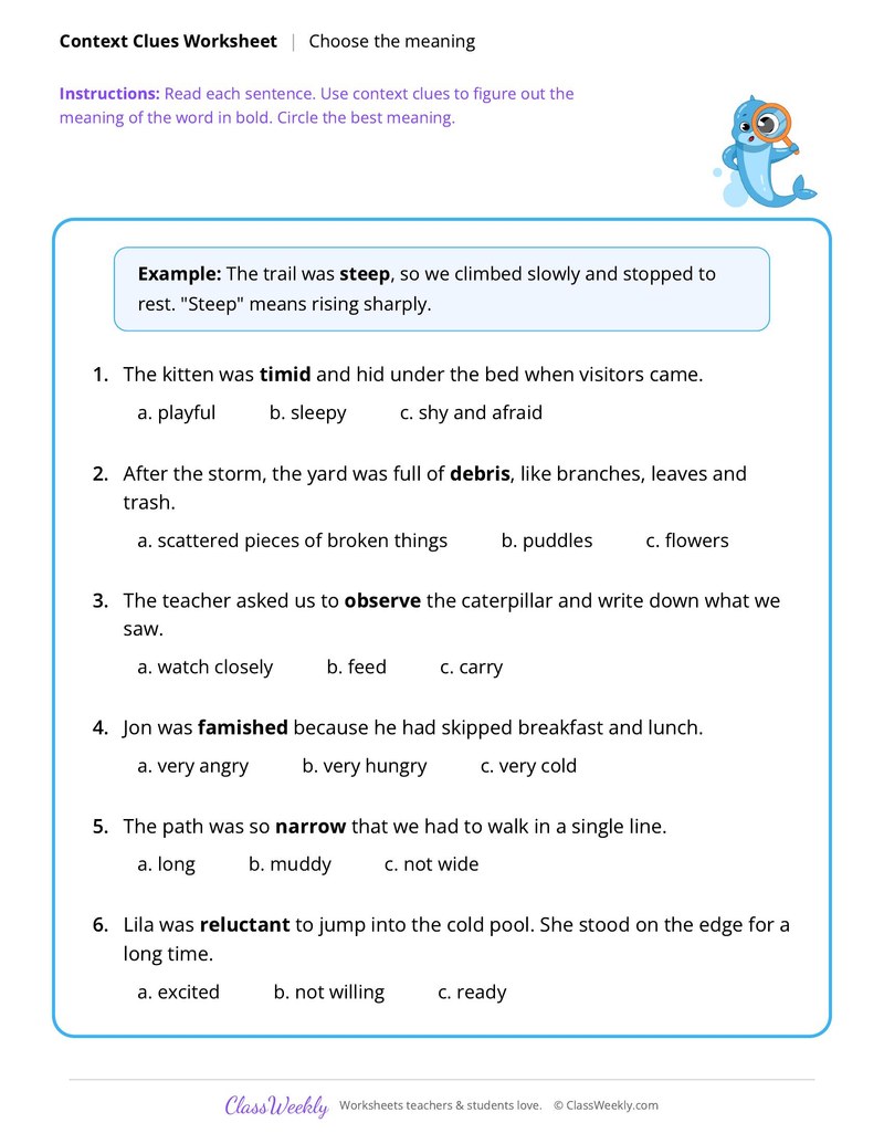 Context Clues: Choose the meaning