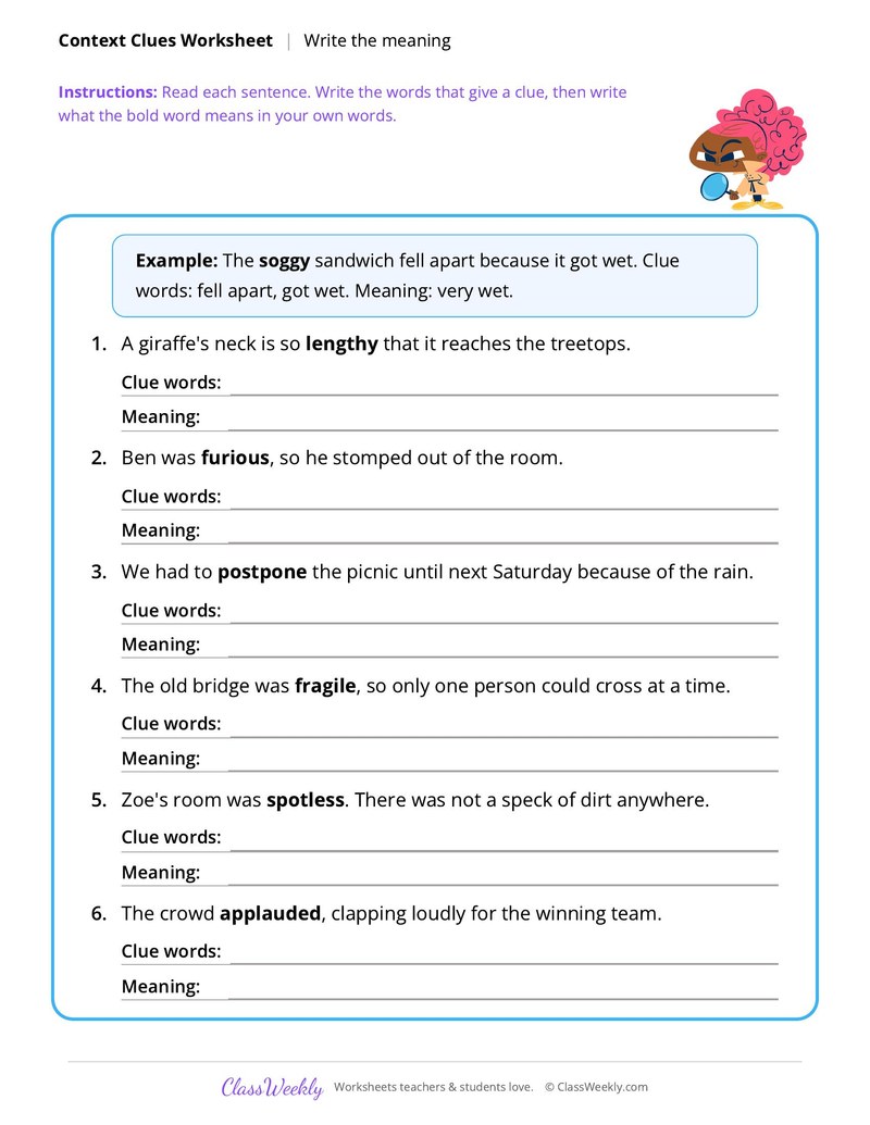 Context Clues: Write the meaning