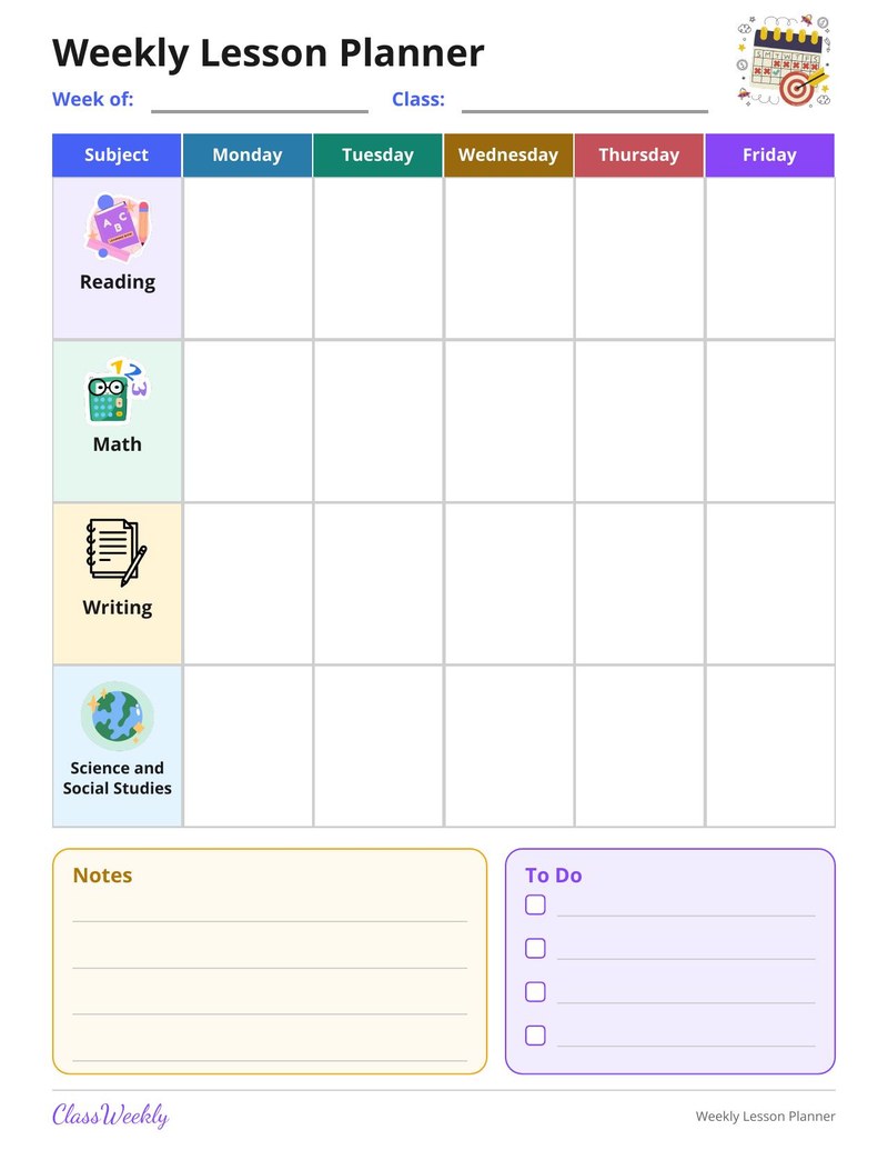 Weekly Lesson Planner