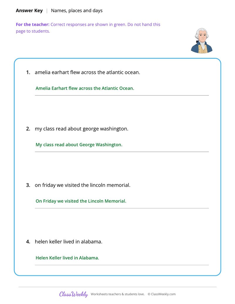 Capitalize Names, Places and Days - Famous Americans - Page 2