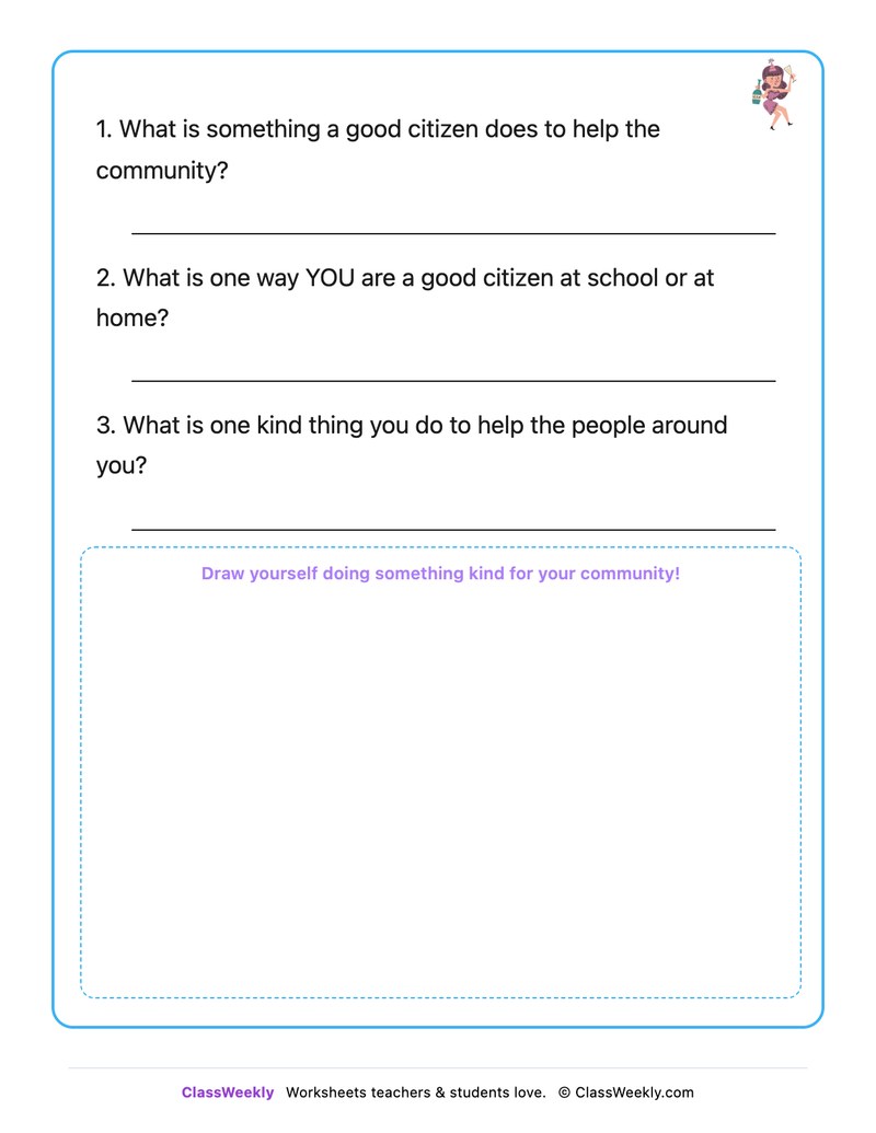 Being A Good Citizen - Draw & Write Worksheet - Page 2