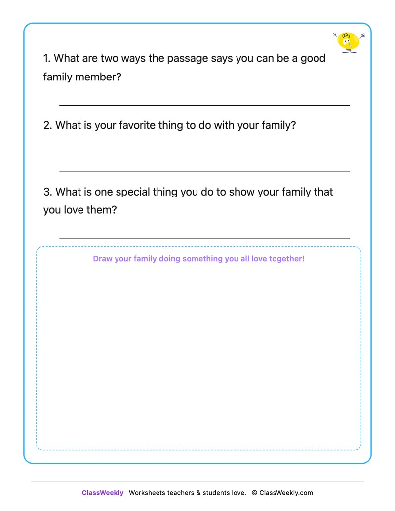 Being A Good Family Member - Draw & Write Worksheet - Page 2
