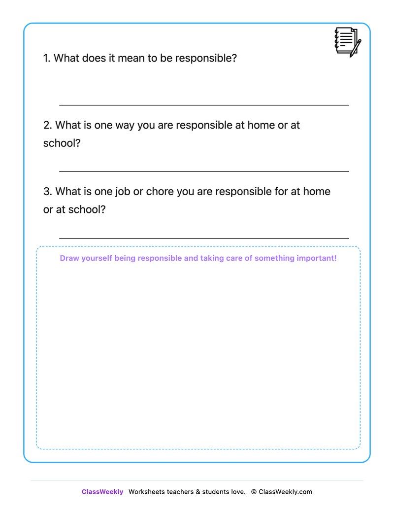 Being Responsible - Draw & Write Worksheet - Page 2