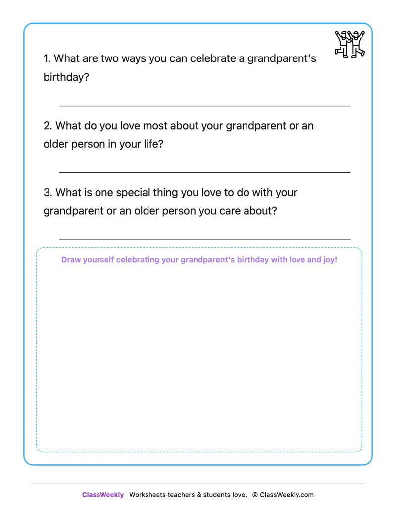 Celebrating A Grandparent's Birthday - Draw & Write Worksheet - Page 2