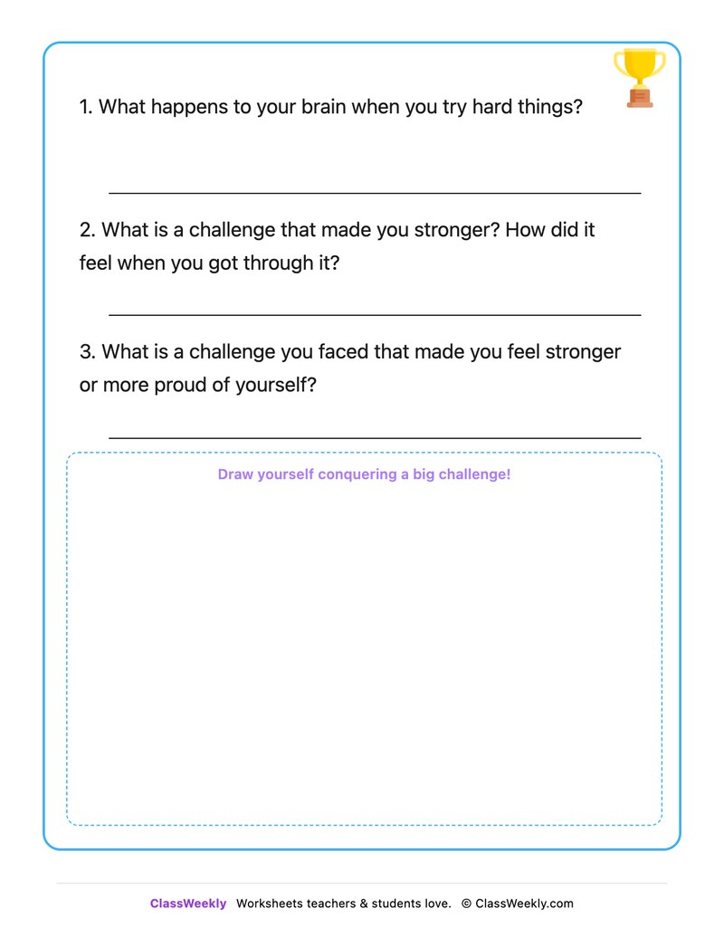 Challenges Make Me Stronger - Draw & Write Worksheet - Page 2