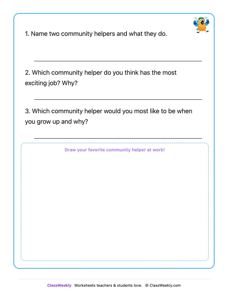 Community Helpers - Draw & Write Worksheet - Page 2