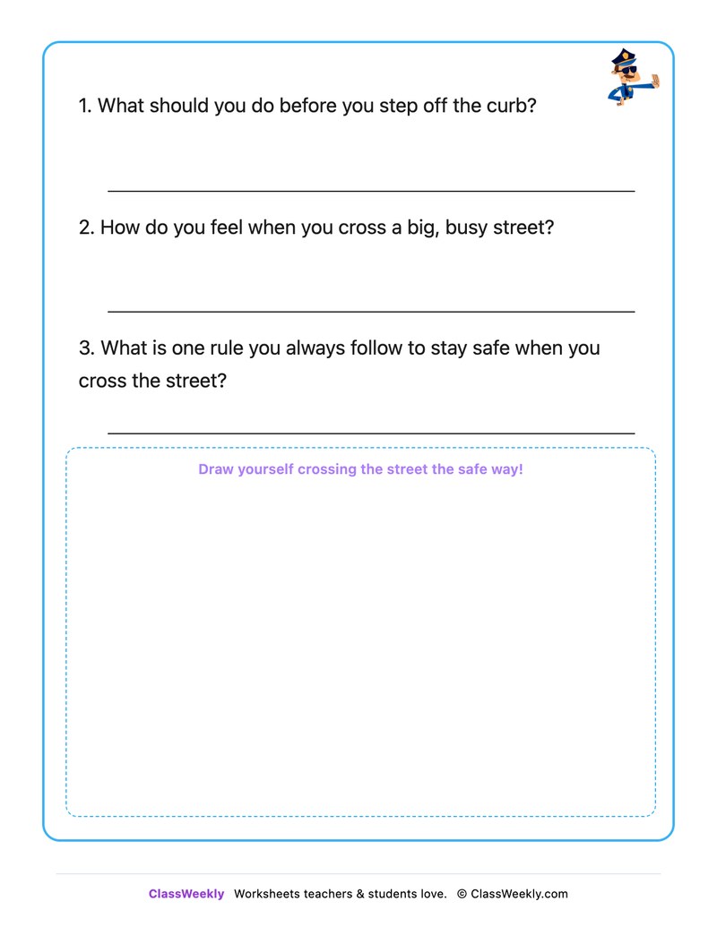 Crossing The Street Safely - Draw & Write Worksheet - Page 2
