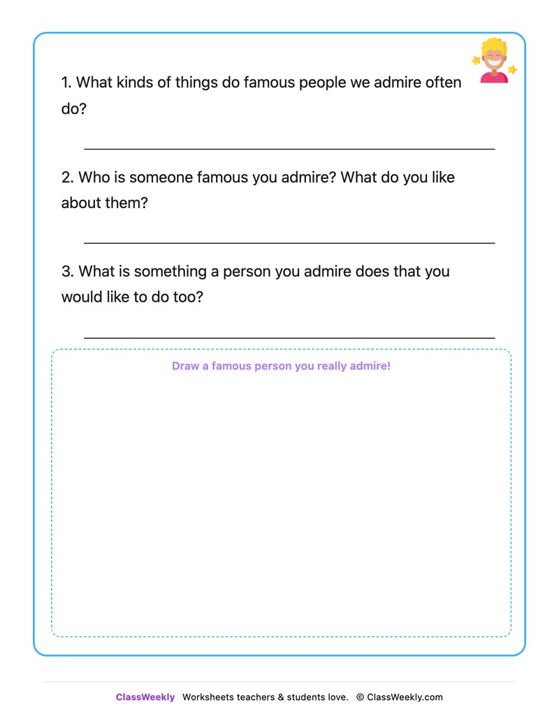 Famous People I Admire - Draw & Write Worksheet - Page 2