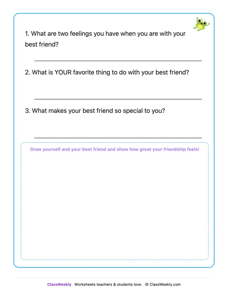 Feelings About My Best Friend - Draw & Write Worksheet - Page 2