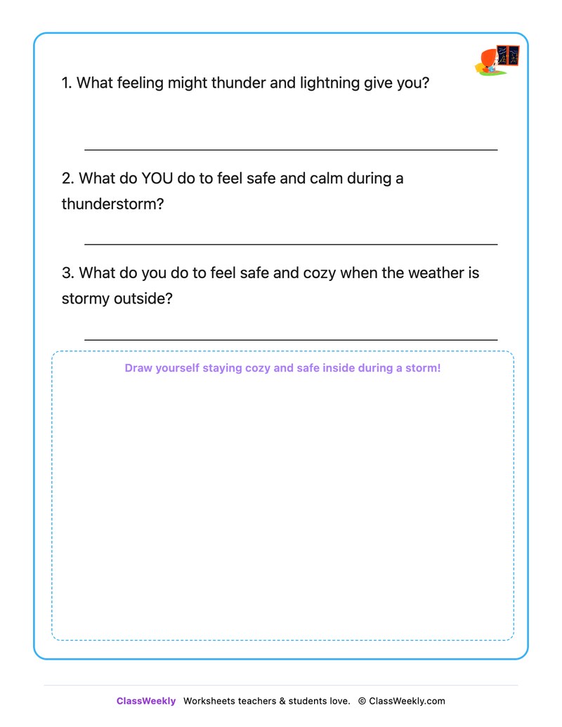 Feelings About Thunderstorms - Draw & Write Worksheet - Page 2