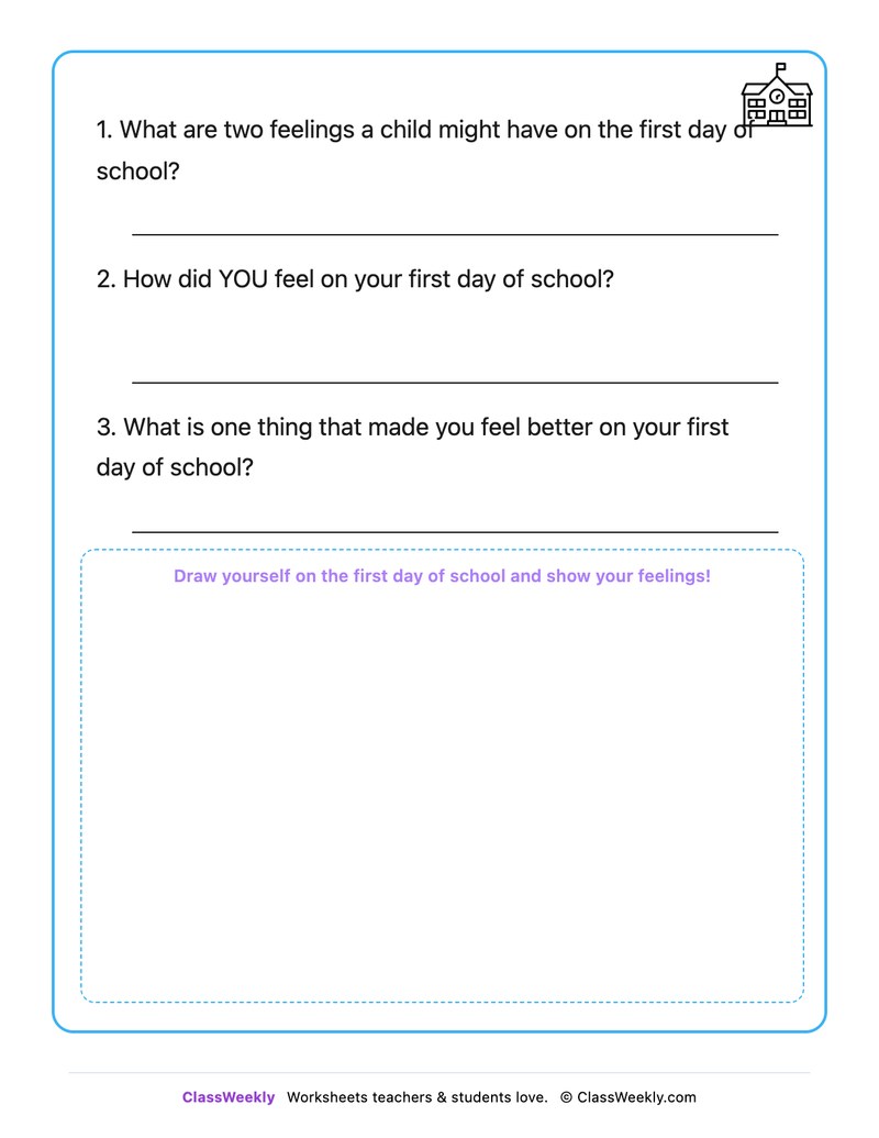 Feelings On The First Day Of School - Draw & Write Worksheet - Page 2